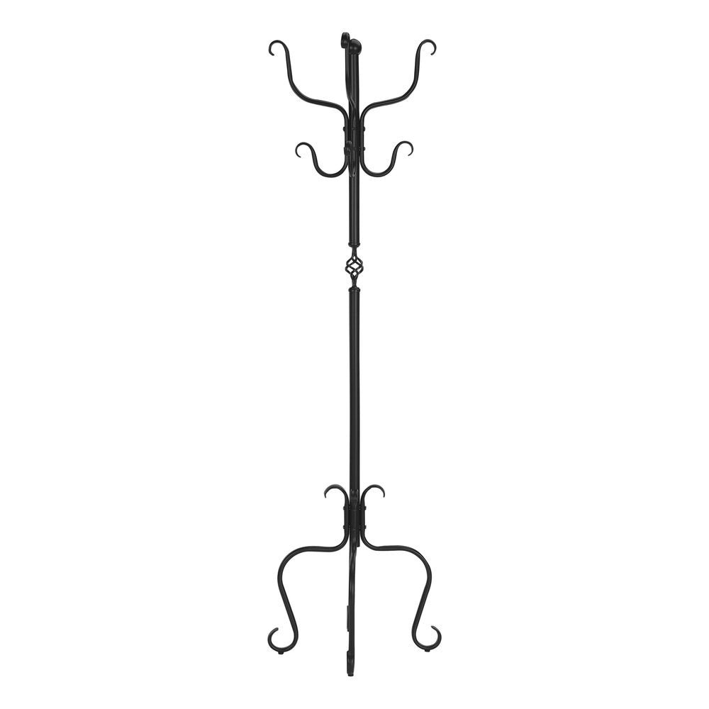 21" X 21" X 74" Black Metal Coat Rack