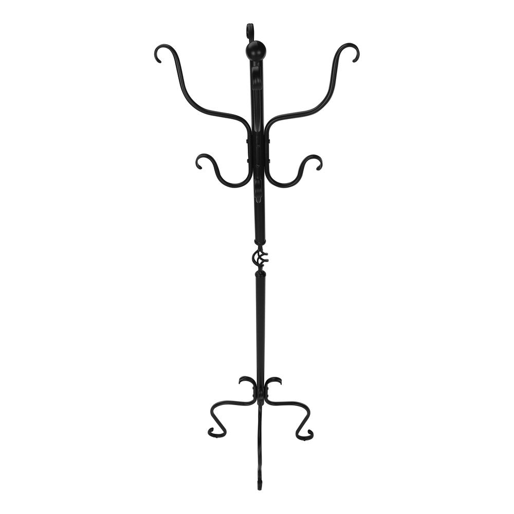 21" X 21" X 74" Black Metal Coat Rack