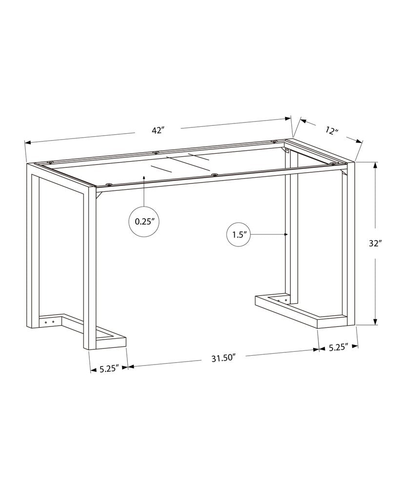 42" Clear and Black Glass Console Table