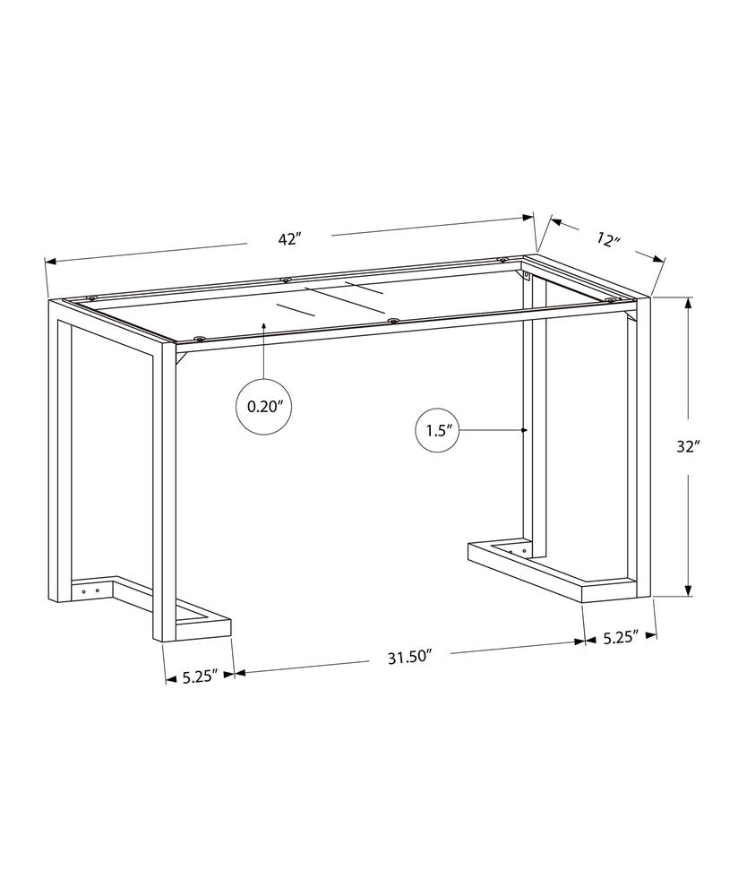 42" Clear and Black Glass Console Table