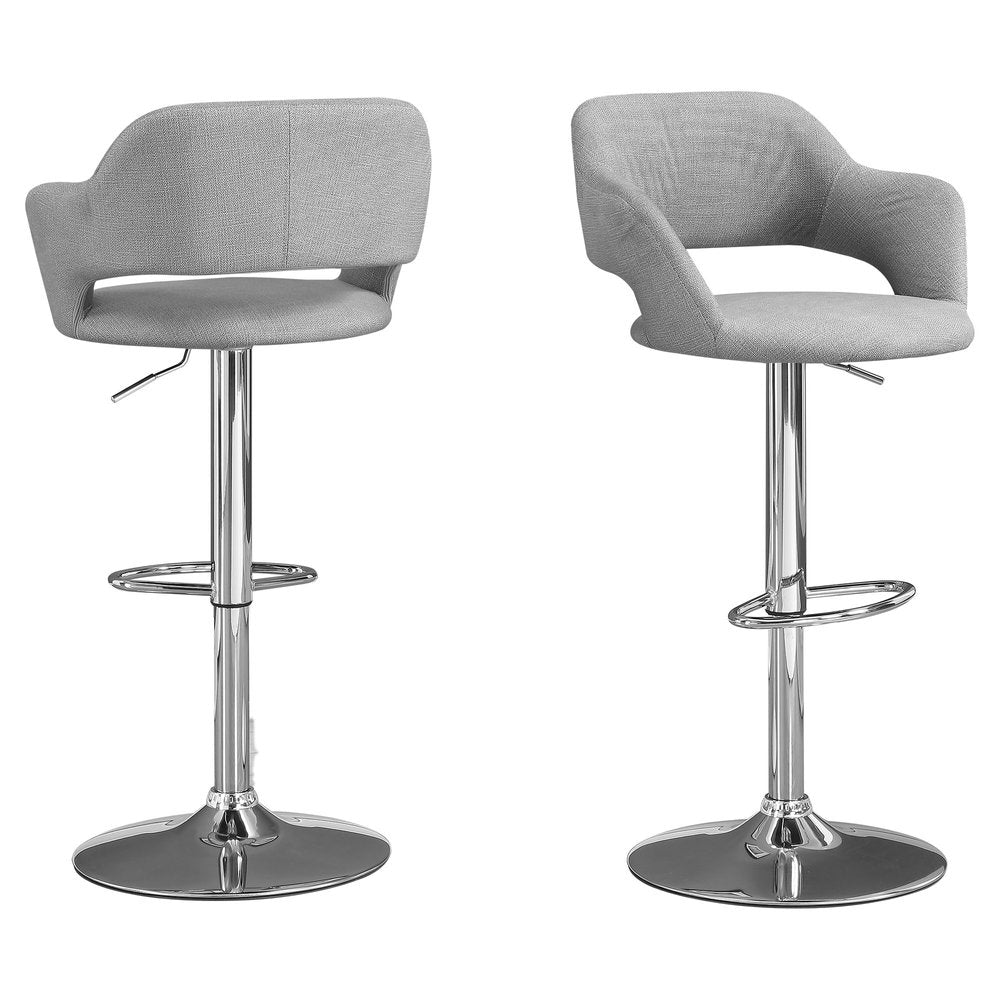 Light Gray and Silver Metal Low Back Bar Chair