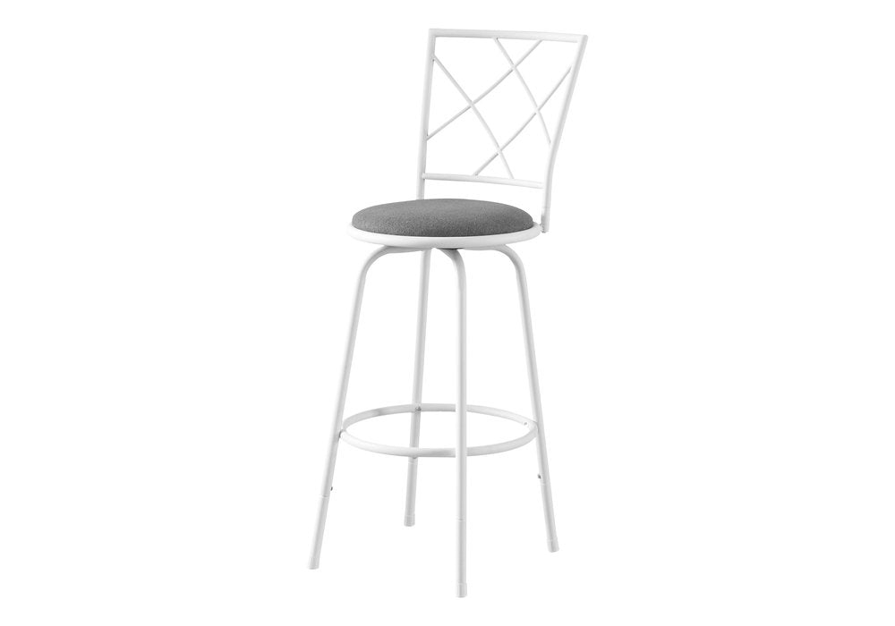 Set of Two 28" Gray and White Metal Bar Chairs
