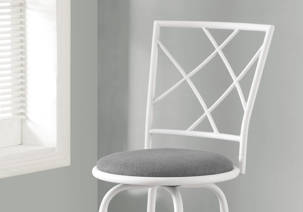 Set of Two 28" Gray and White Metal Bar Chairs