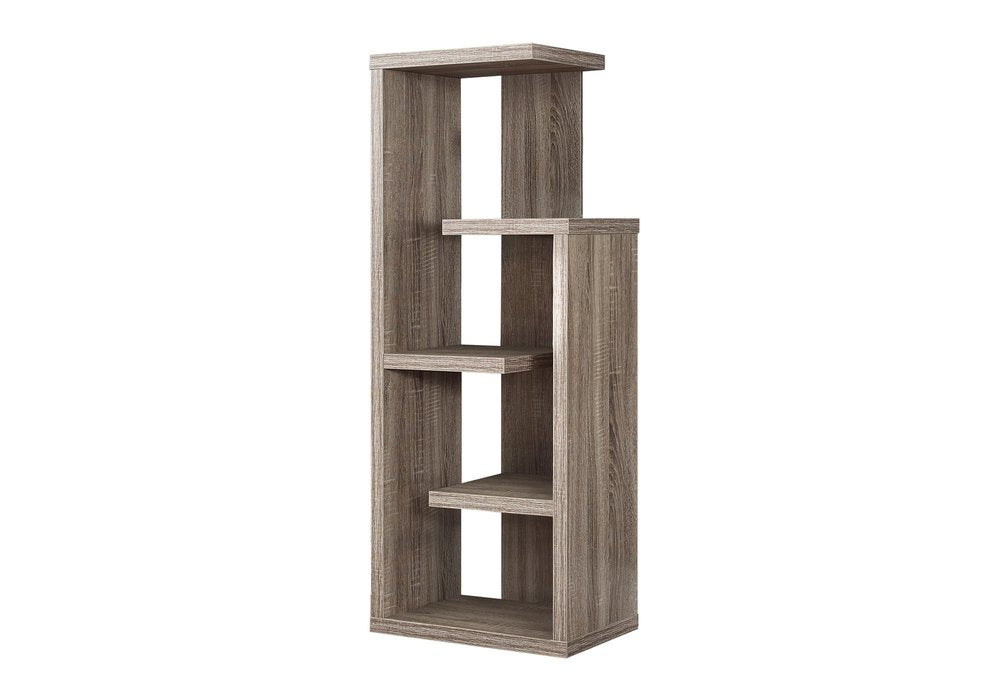 Taupe Wood Five Tier Etagere Bookcase