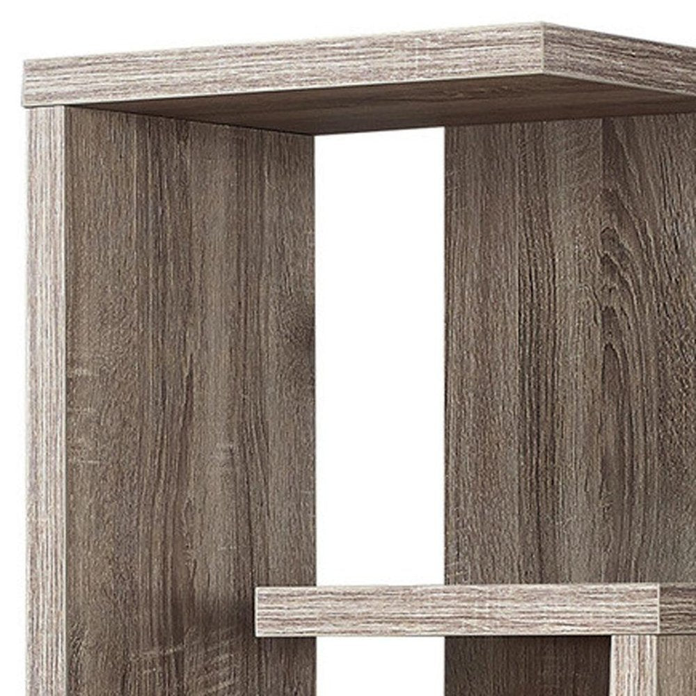 Taupe Wood Five Tier Etagere Bookcase