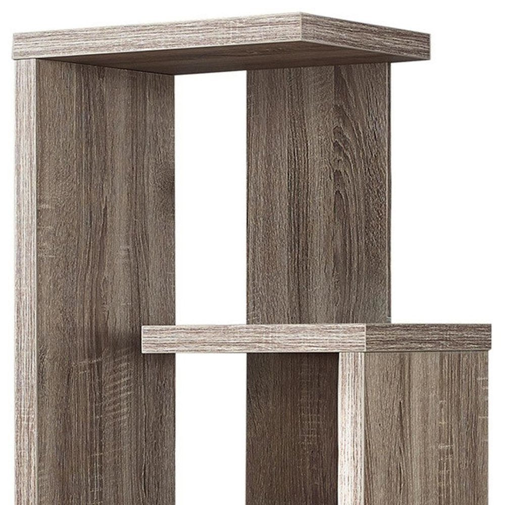 Taupe Wood Five Tier Etagere Bookcase