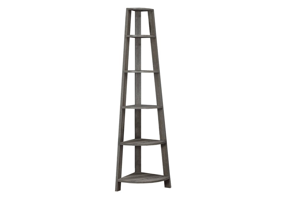 71" Black Wood Five Tier Corner Bookcase