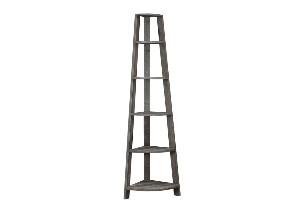 71" Black Wood Five Tier Corner Bookcase