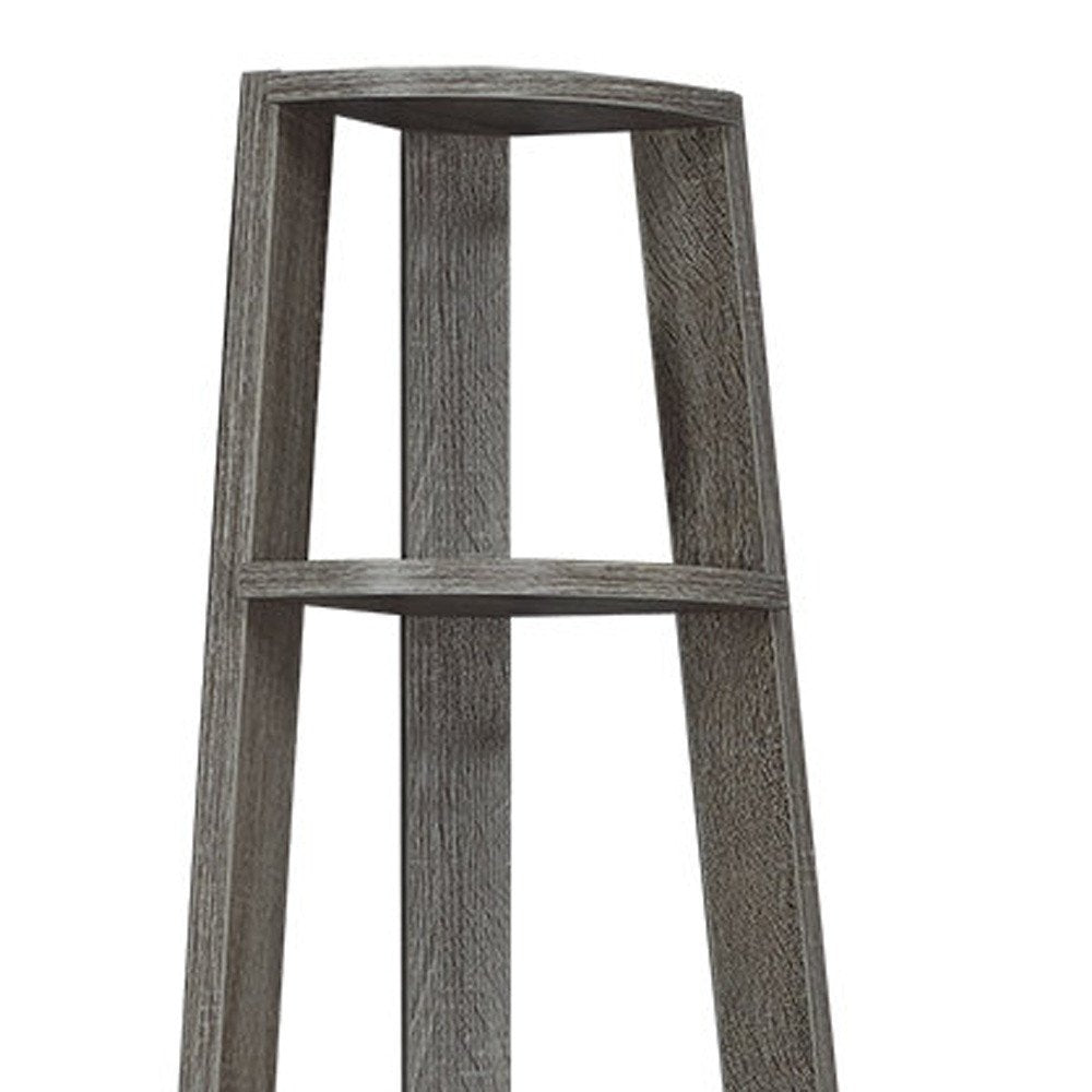71" Black Wood Five Tier Corner Bookcase