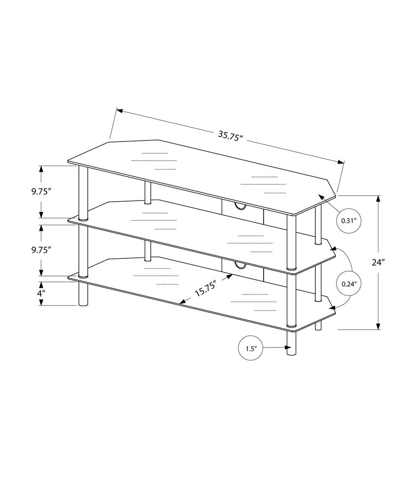 36" Black Metal Open Shelving TV Stand
