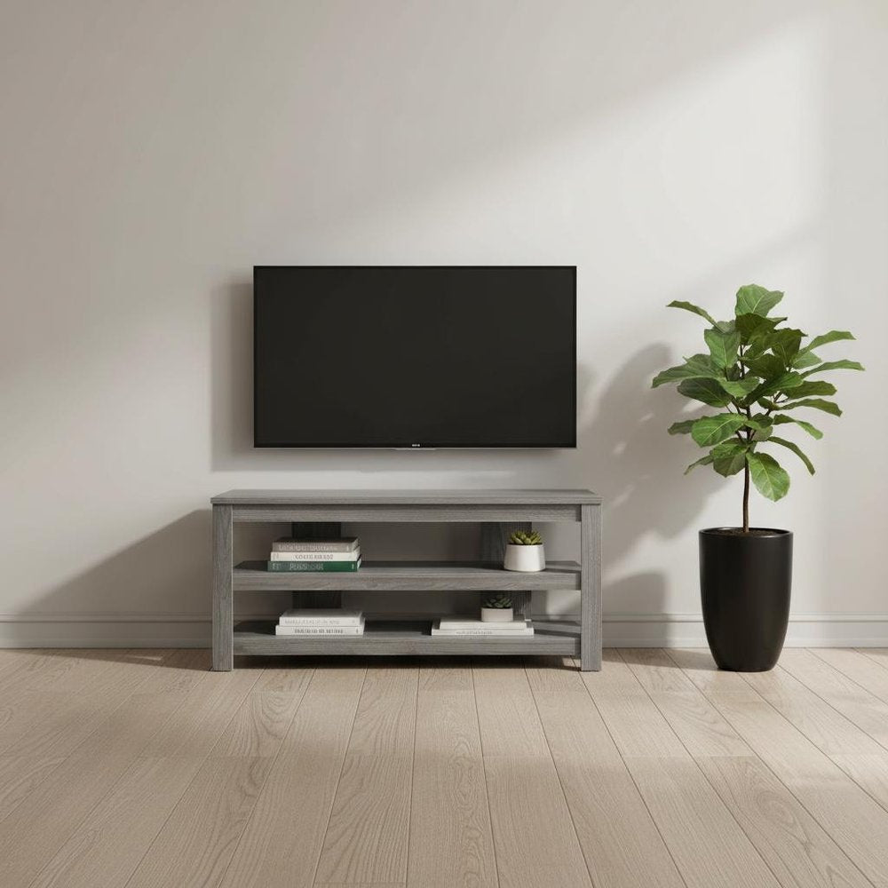 42" Ash Gray Open Shelving TV Stand