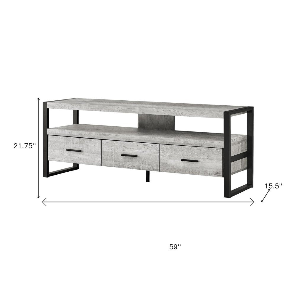 59" Black Cabinet Enclosed Storage TV Stand