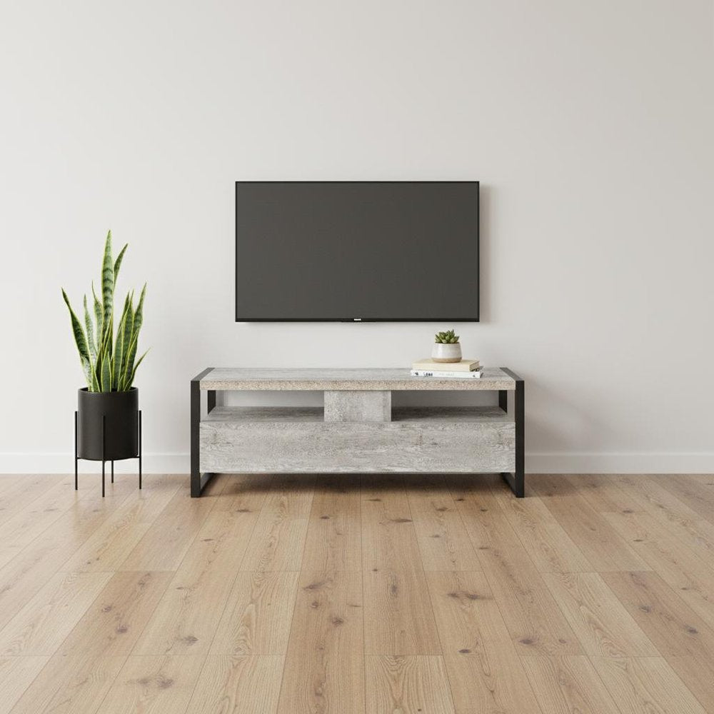 59" Black Cabinet Enclosed Storage TV Stand