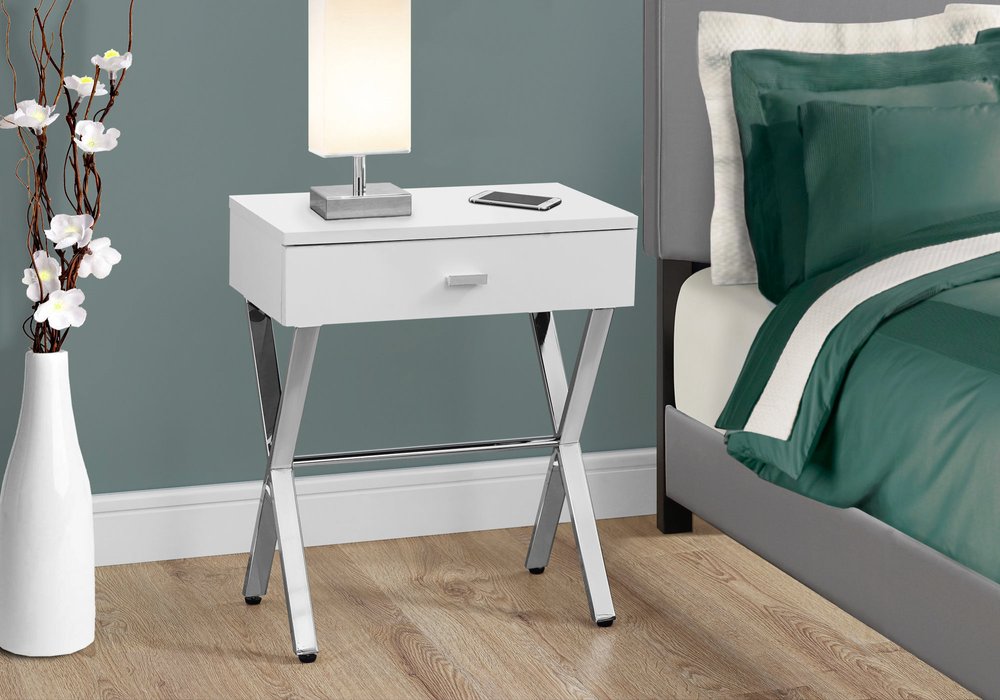 22" Black And Gray Wood And Metal End Table With Drawer