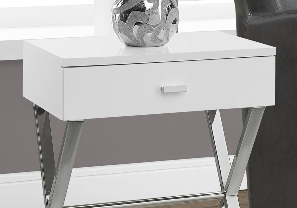22" Black And Gray Wood And Metal End Table With Drawer