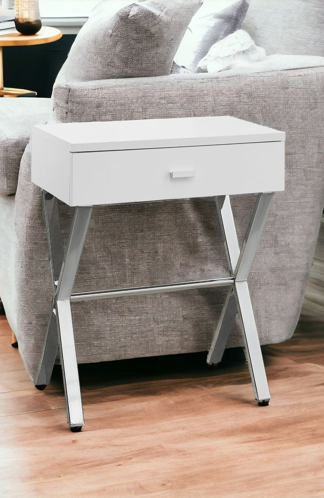 22" Black And Gray Wood And Metal End Table With Drawer