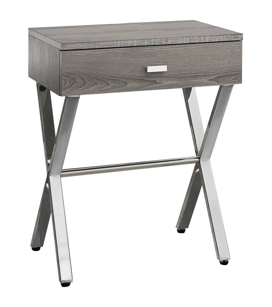 22" Black And Gray Wood And Metal End Table With Drawer