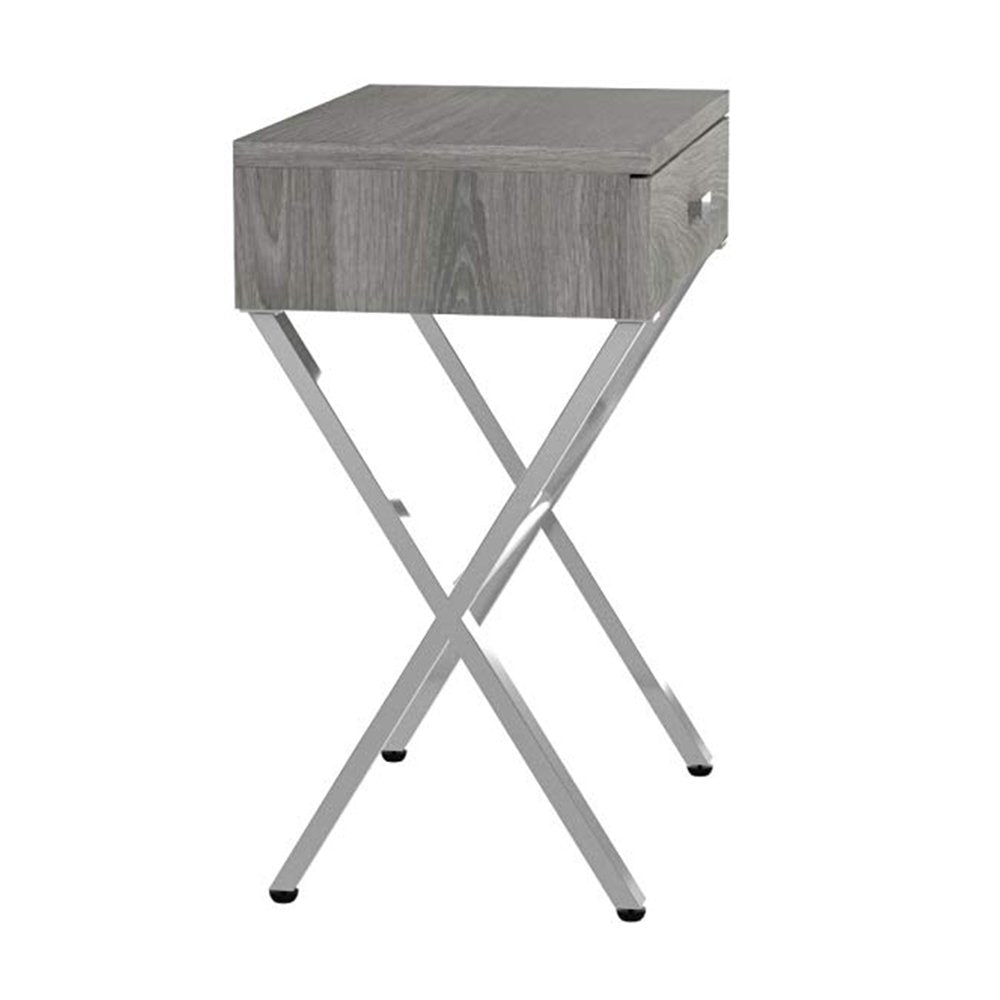 22" Black And Gray Wood And Metal End Table With Drawer