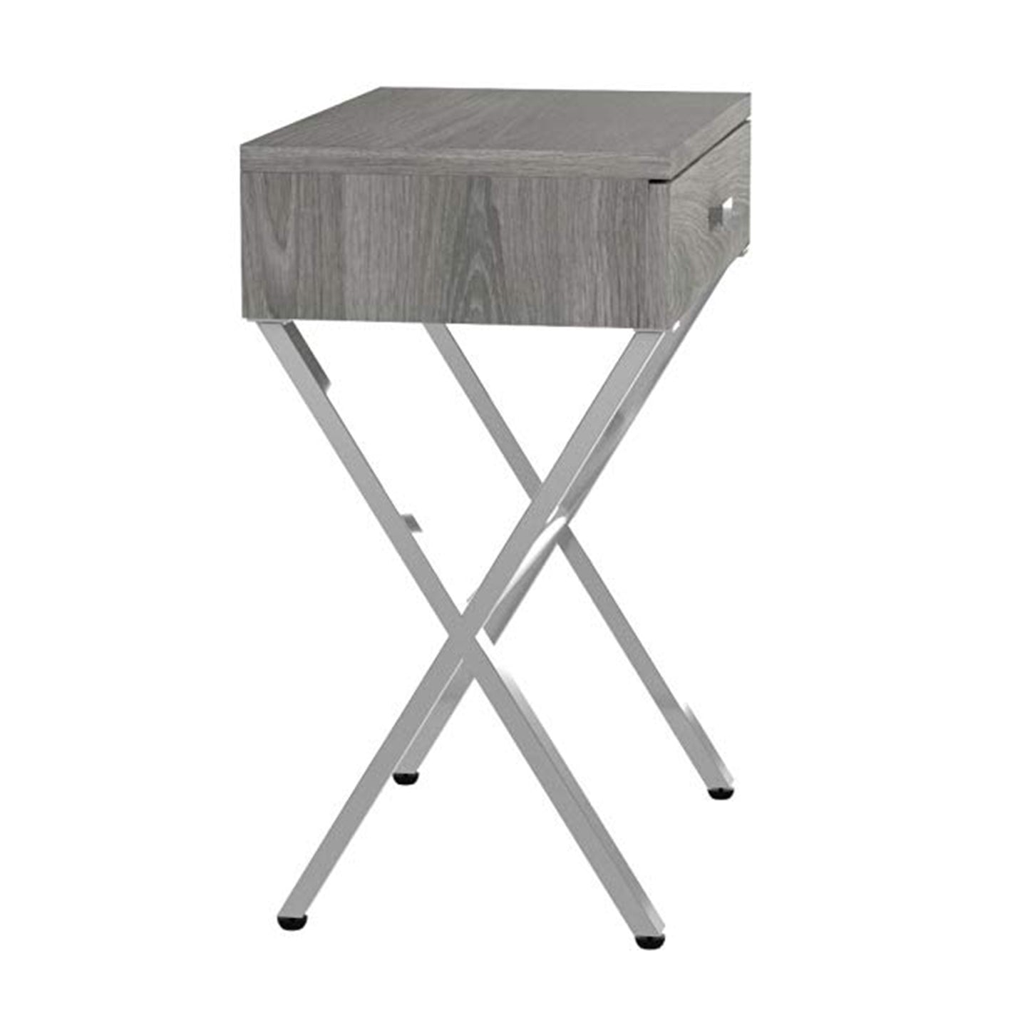 22" Black And Gray Wood And Metal End Table With Drawer