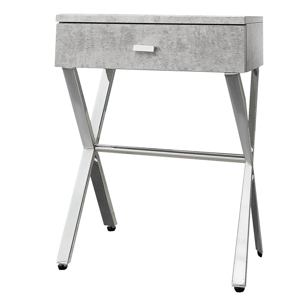 22" Black And Gray Wood And Metal End Table With Drawer