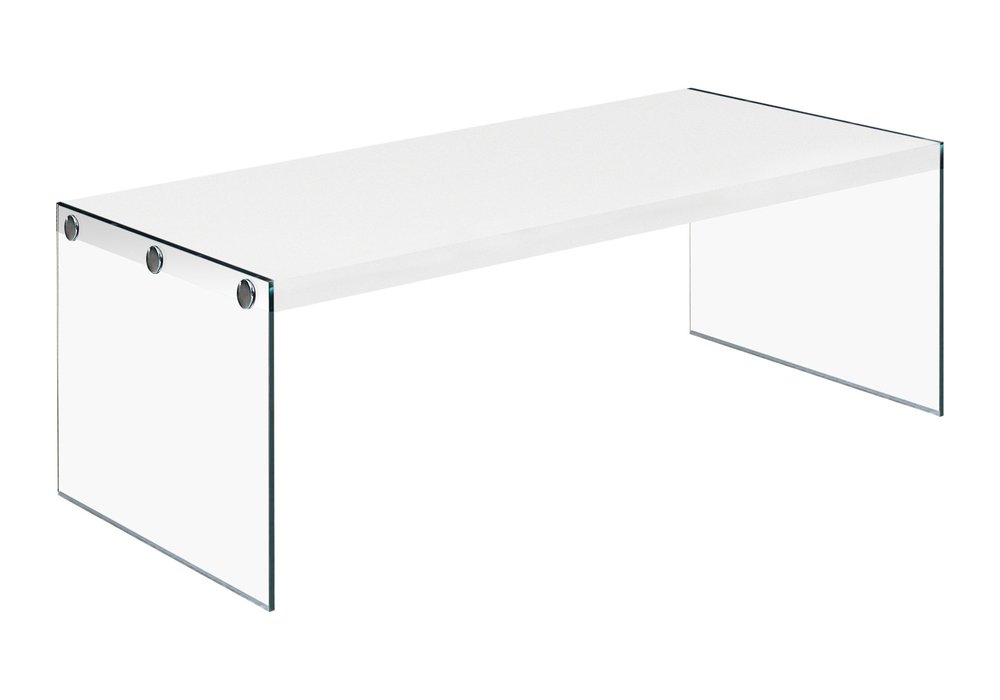 44" Gray Clear Wood And Glass Coffee Table