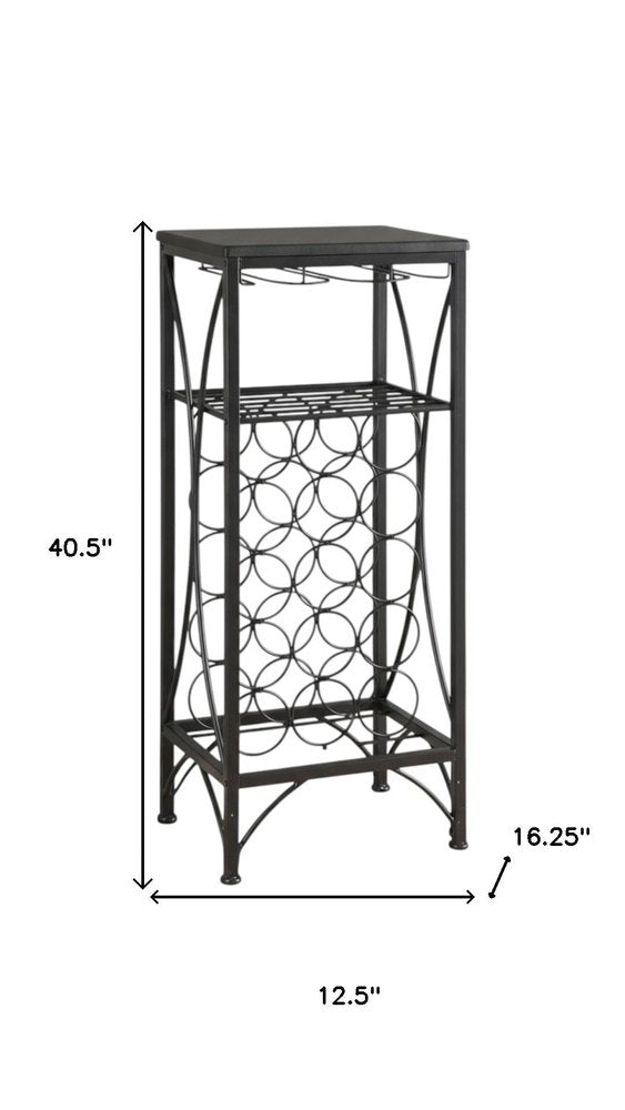 41" Black Stainless Steel Wine Rack