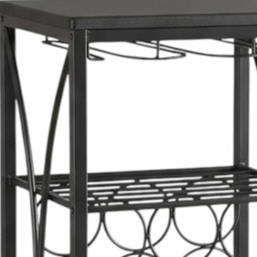 41" Black Stainless Steel Wine Rack