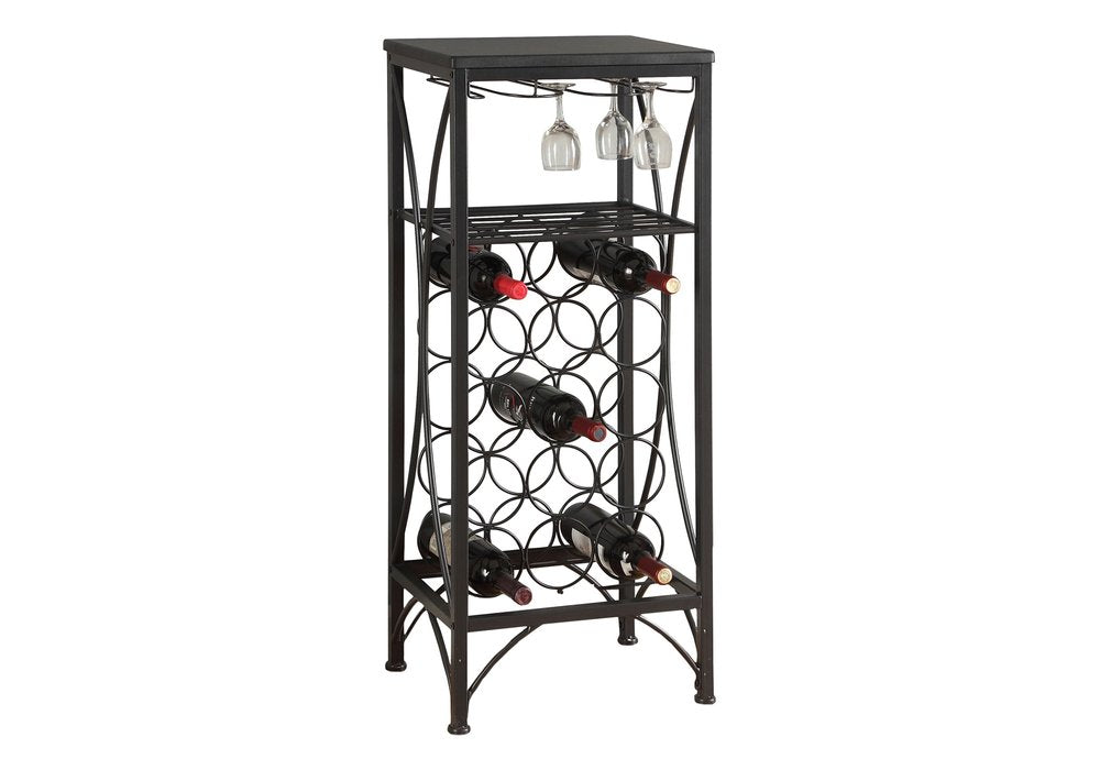 41" Black Stainless Steel Wine Rack