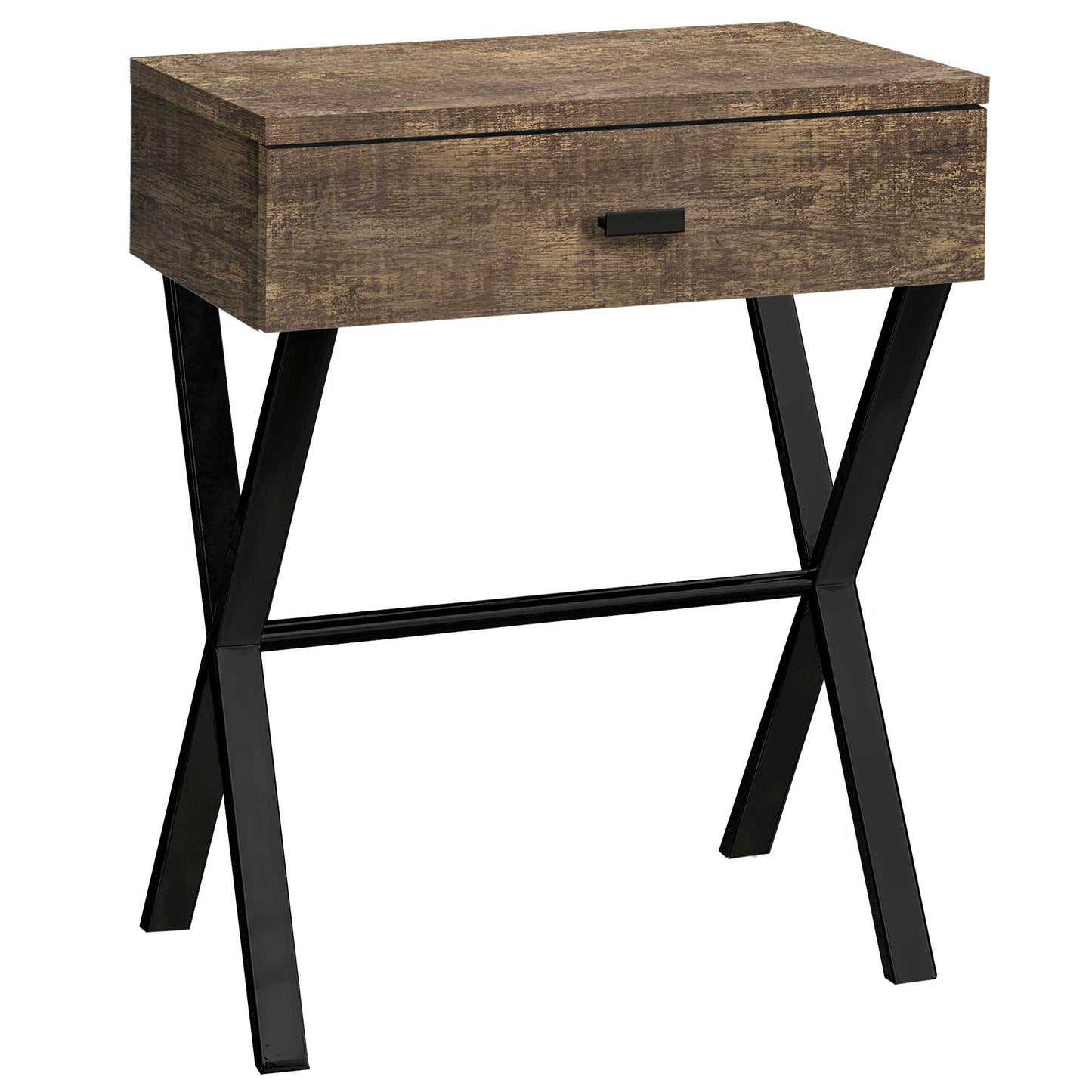 22" Black And Gray Wood And Metal End Table With Drawer