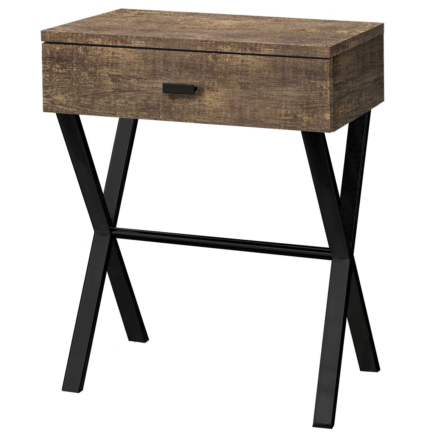22" Black And Gray Wood And Metal End Table With Drawer