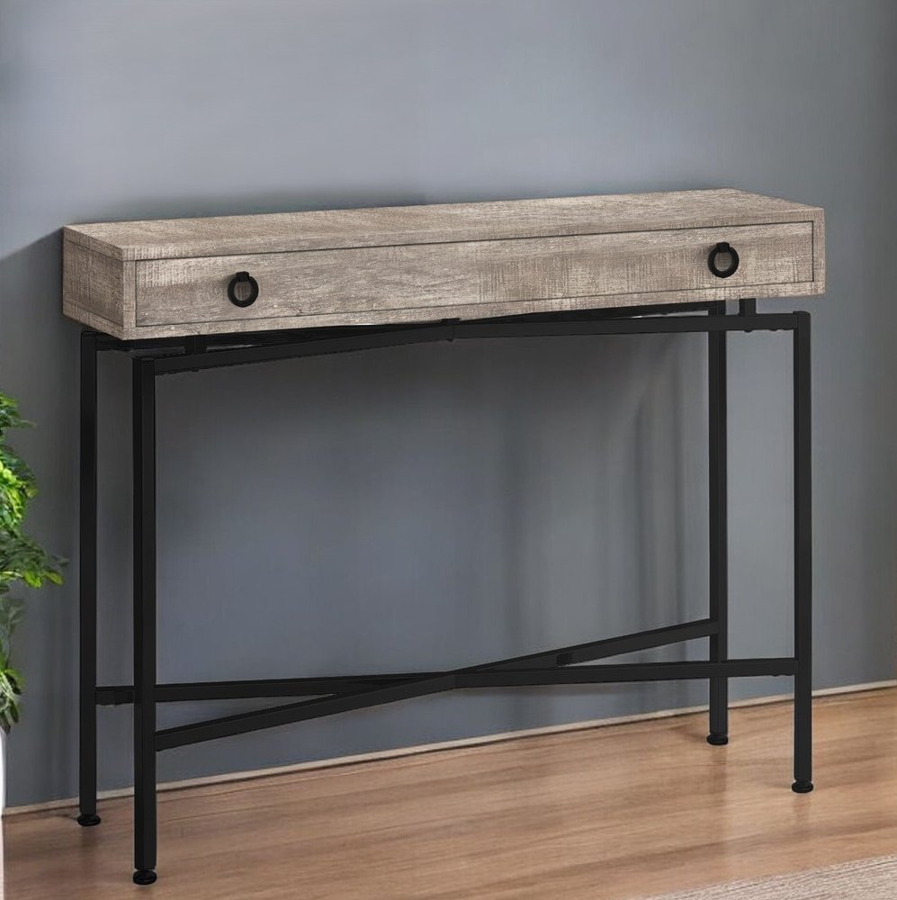 43" Brown And Black Cross Leg Console Table