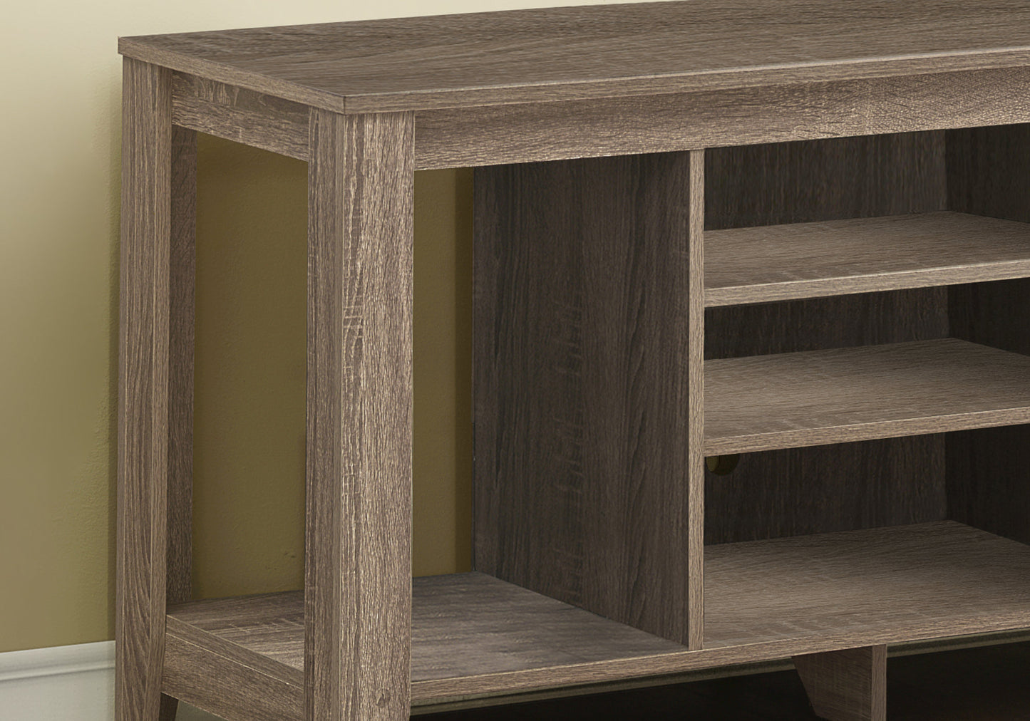 48" Taupe Wood Open Shelving TV Stand