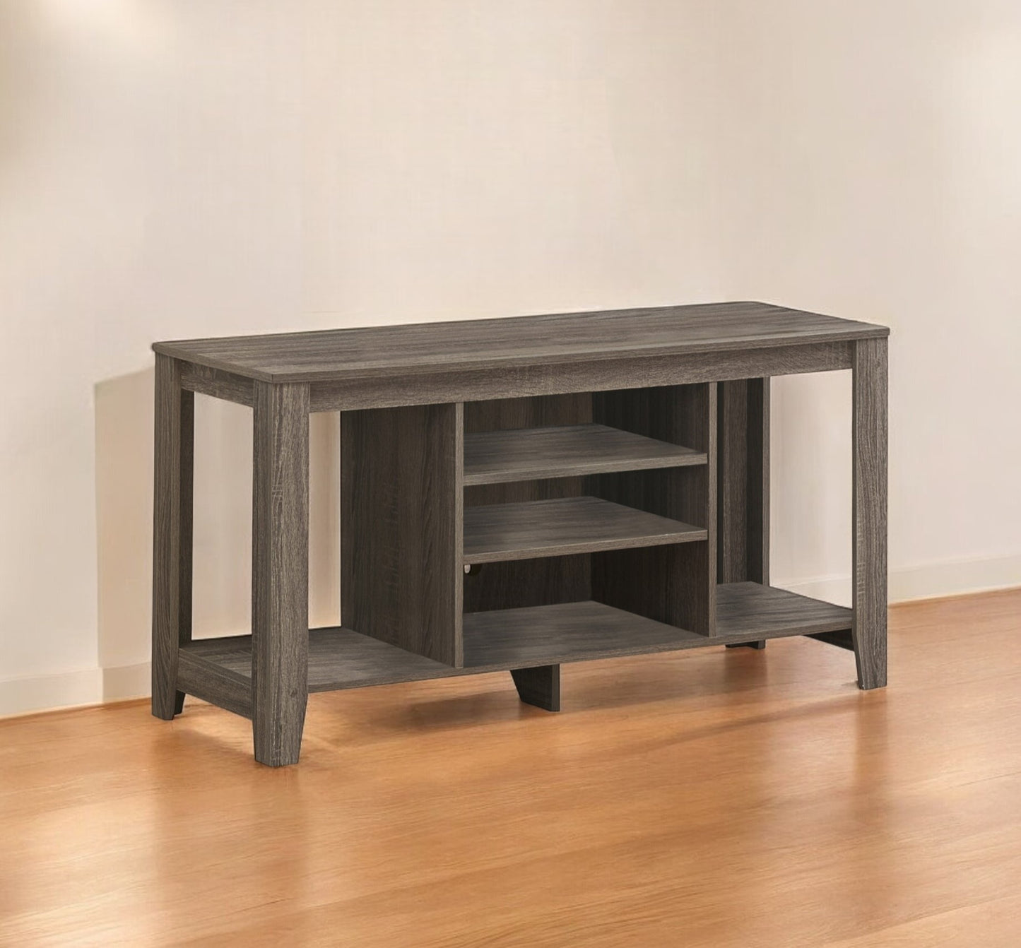 48" Taupe Wood Open Shelving TV Stand