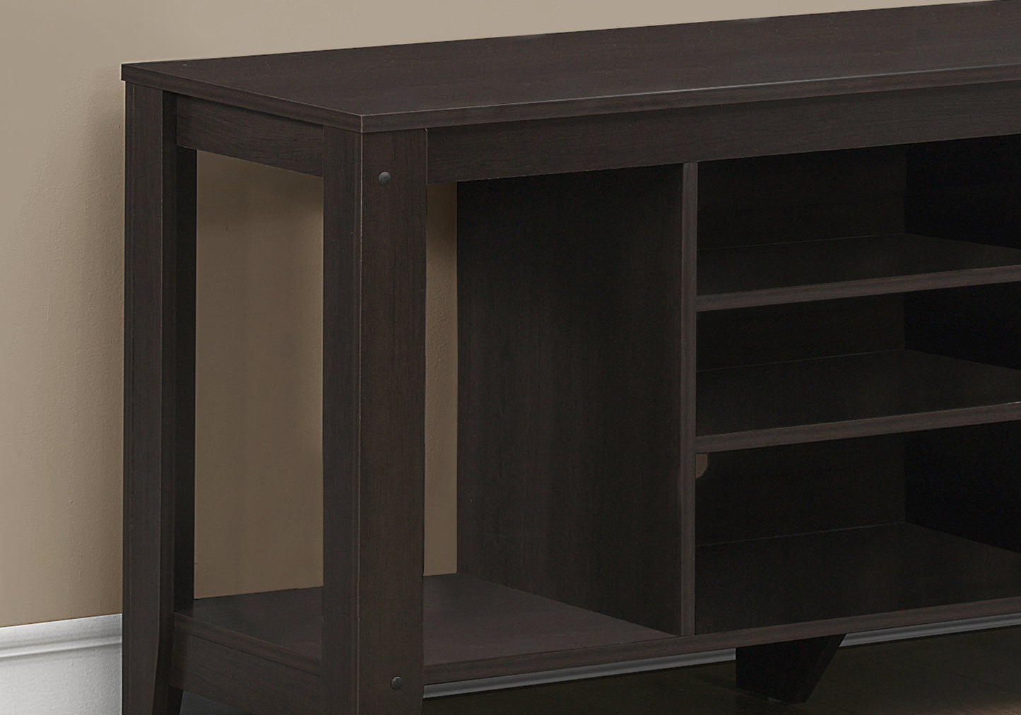 48" Taupe Wood Open Shelving TV Stand