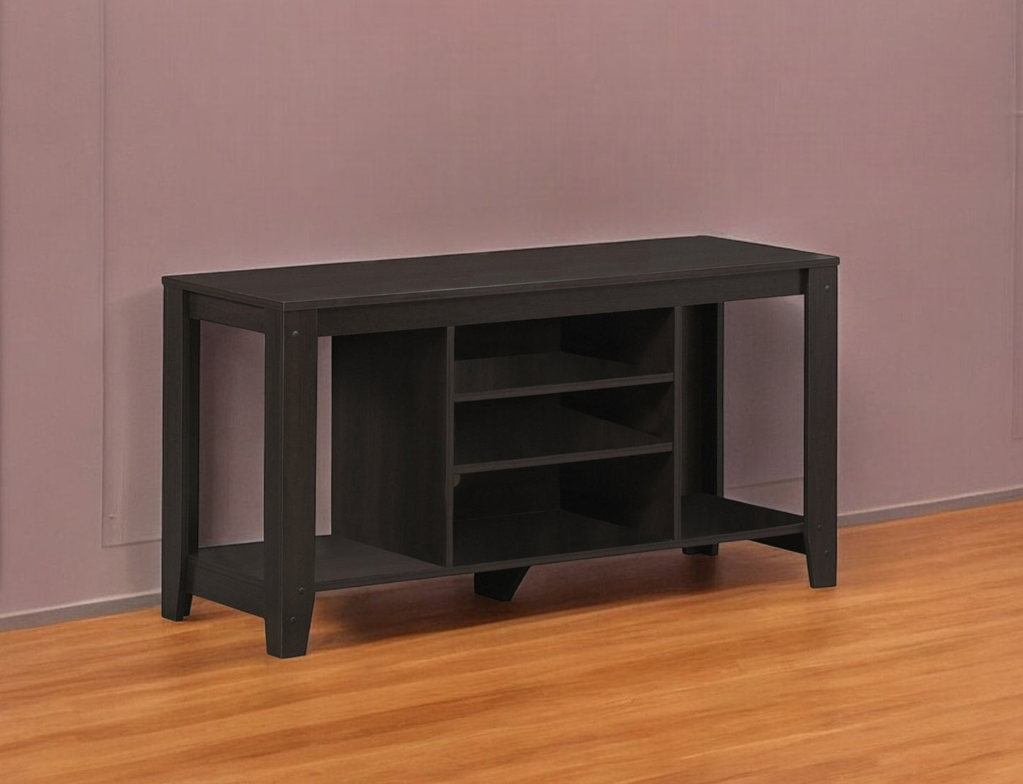48" Taupe Wood Open Shelving TV Stand