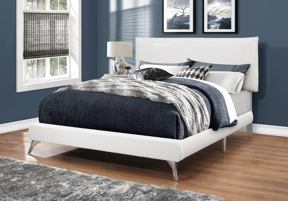 Gray Solid Wood Queen Upholstered Linen Bed Frame with Nailhead Trim