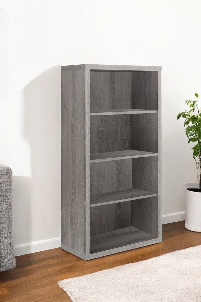 White Wood Adjustable Four Tier Bookcase
