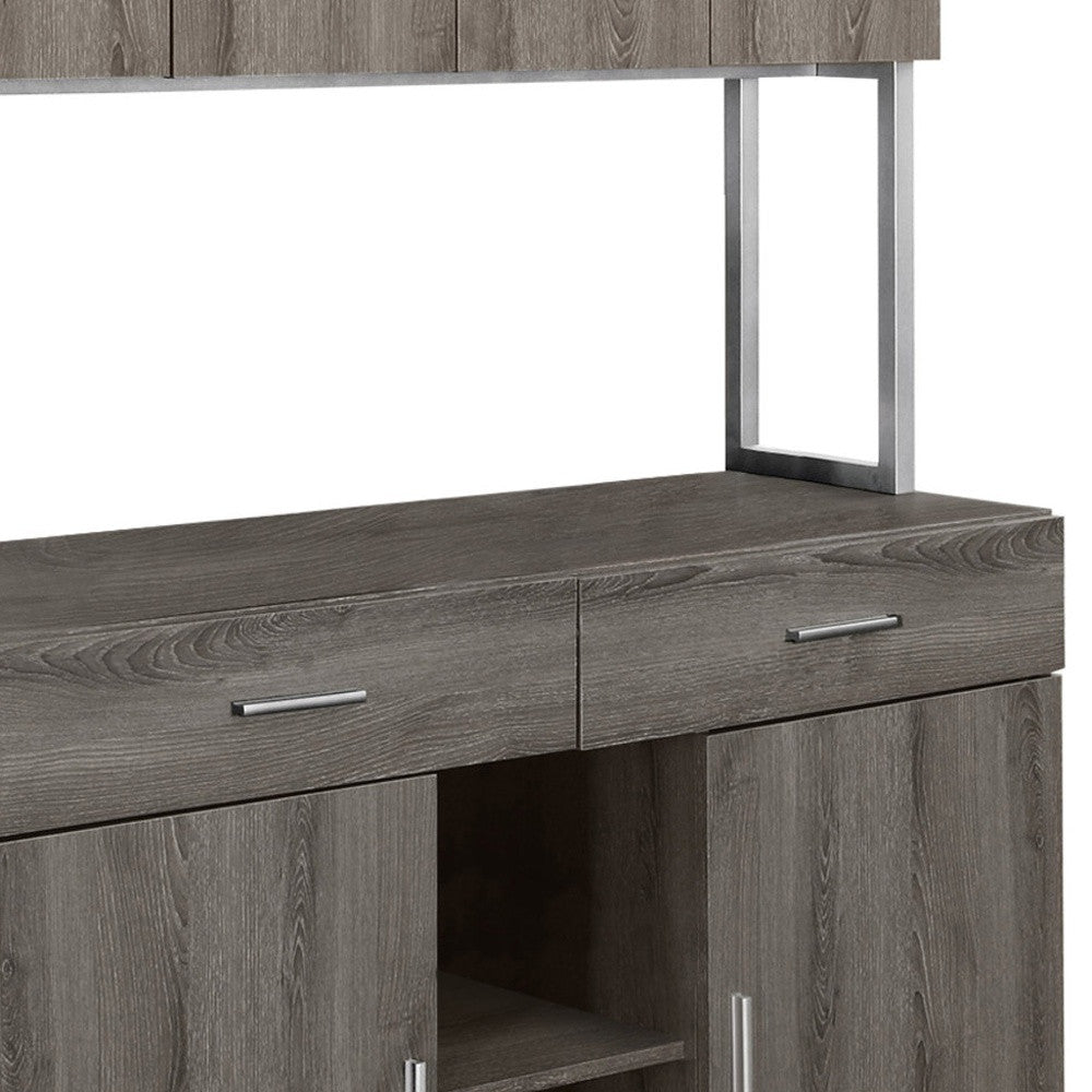 16.25" X 47.25" X 60" Dark Taupe Silver Particle Board Hollow Core Metal Office Cabinet