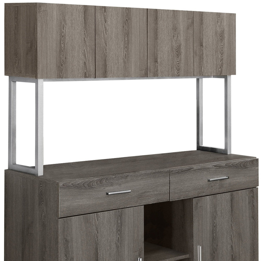 16.25" X 47.25" X 60" Dark Taupe Silver Particle Board Hollow Core Metal Office Cabinet