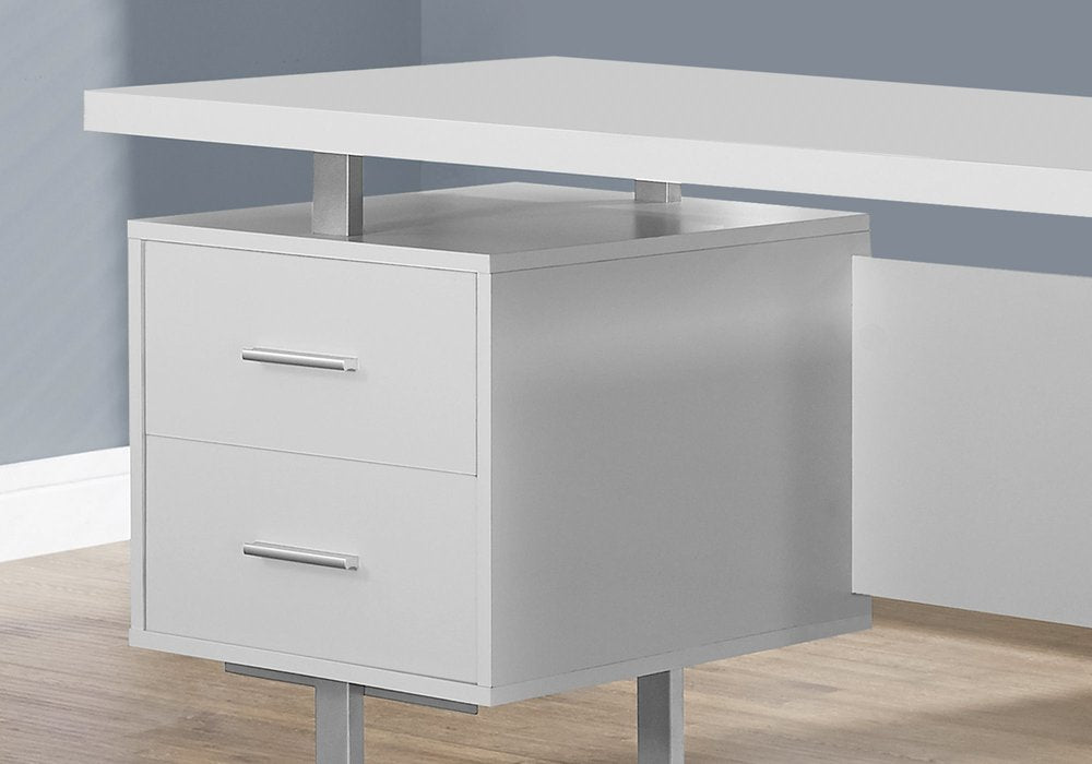 24" Brown and Silver Computer Desk With Three Drawers