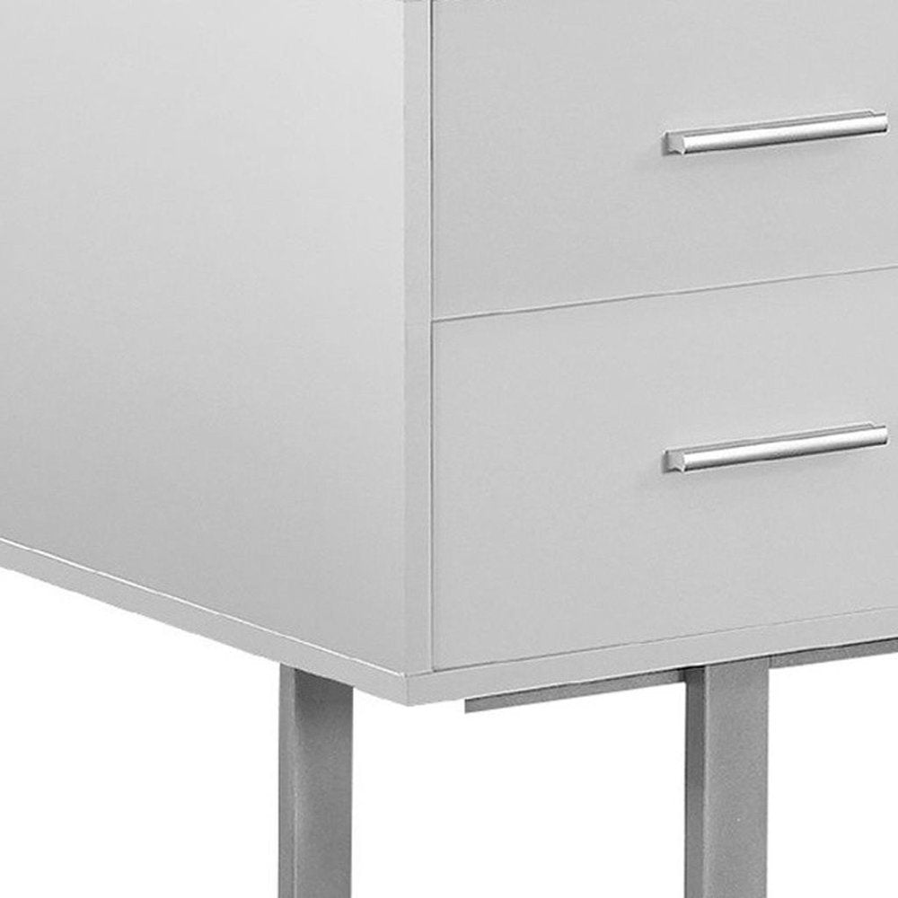 24" Brown and Silver Computer Desk With Three Drawers