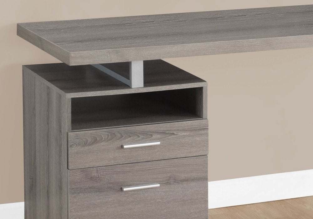 24" White and Silver Computer Desk With Two Drawers