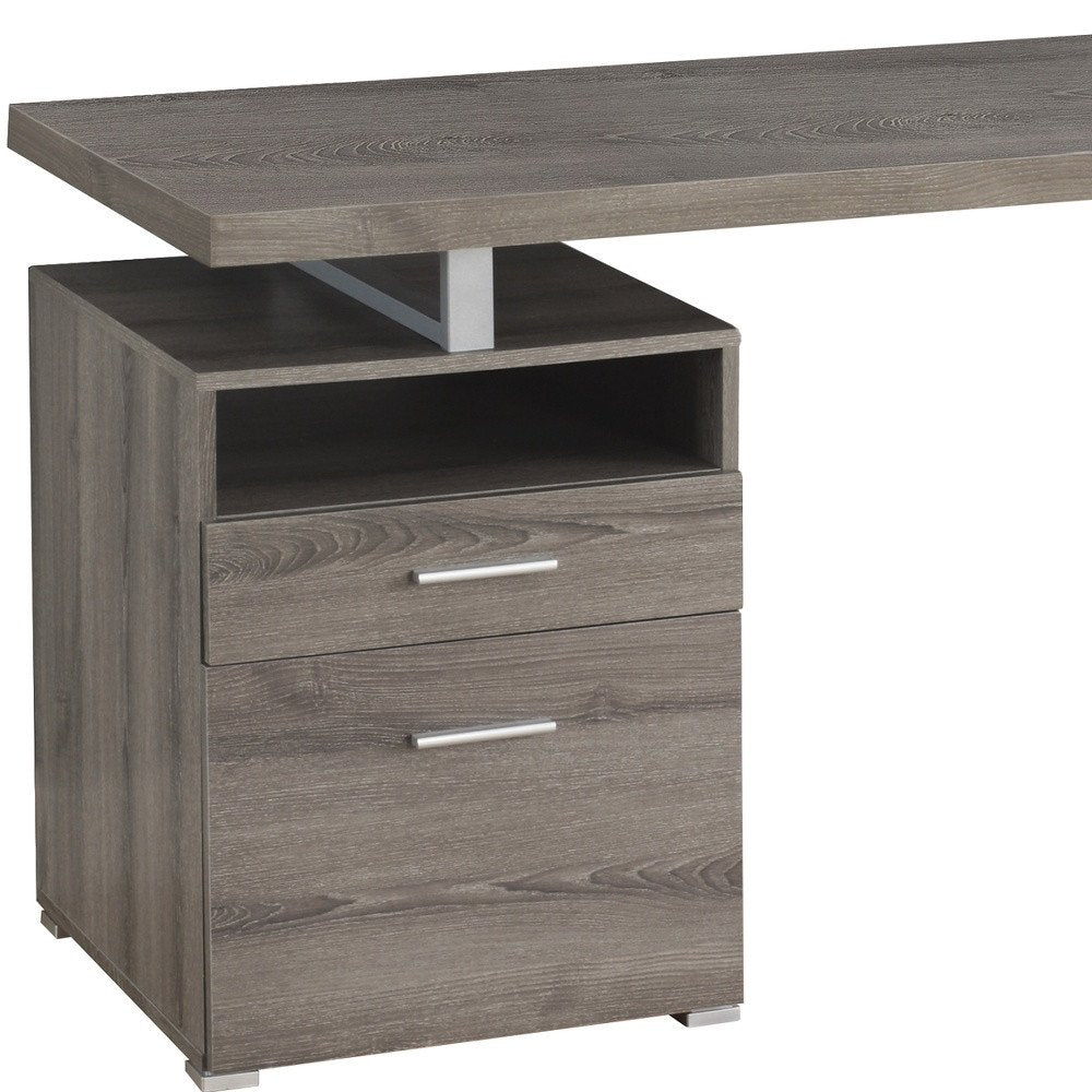 24" White and Silver Computer Desk With Two Drawers