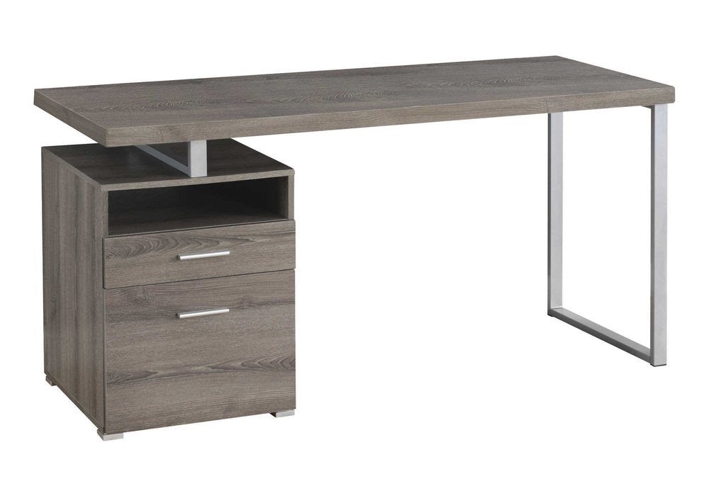 24" White and Silver Computer Desk With Two Drawers