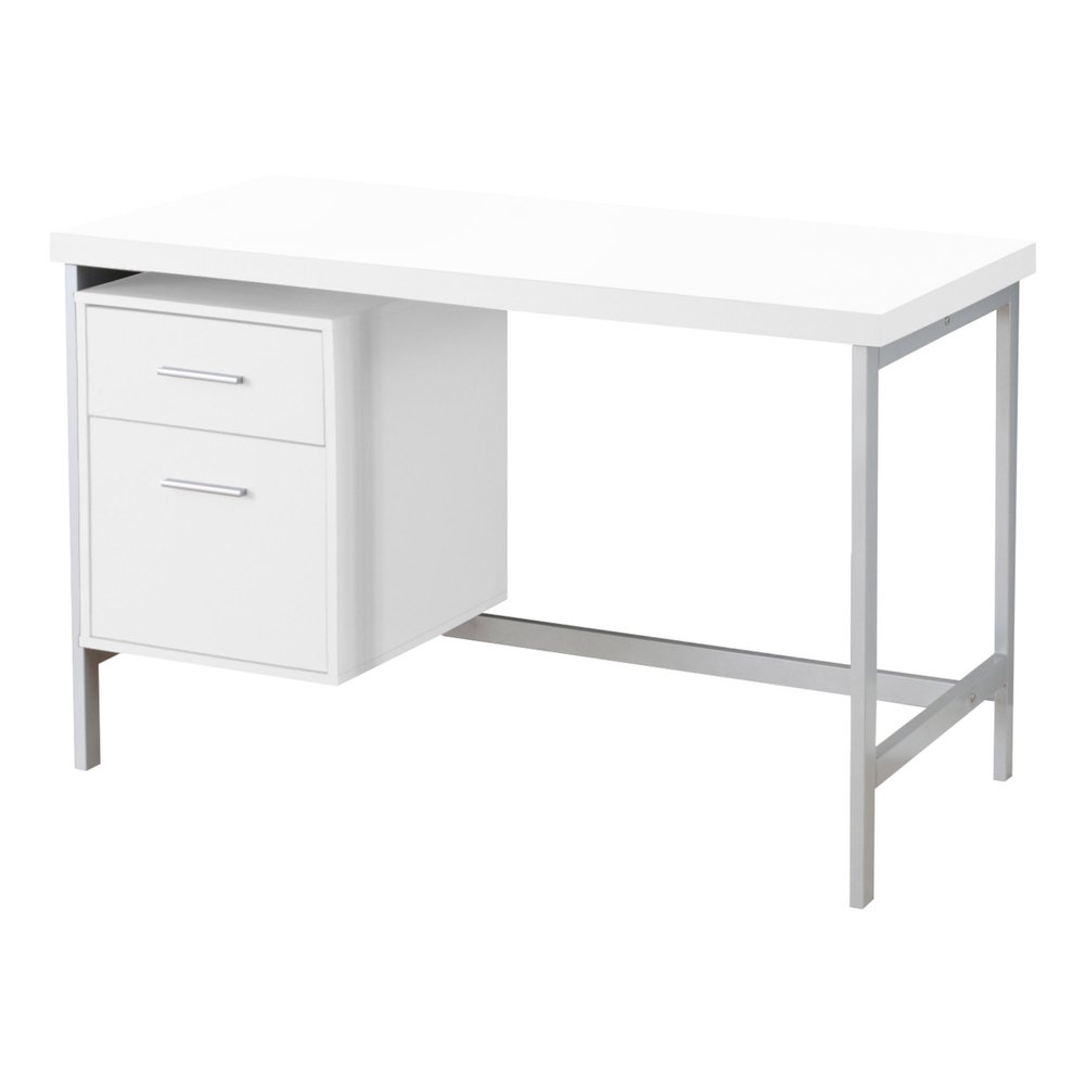 24" Gray and Black Computer Desk With Two Drawers