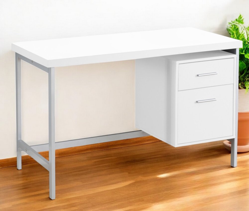24" Gray and Black Computer Desk With Two Drawers