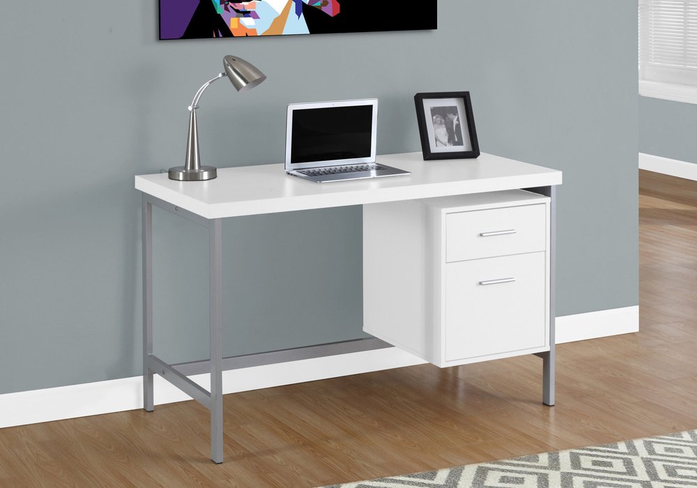 24" Gray and Black Computer Desk With Two Drawers