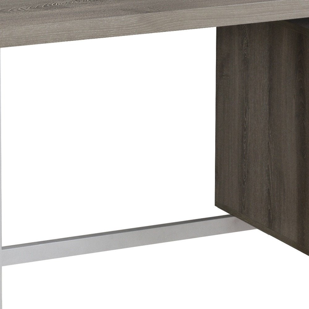 24" Gray and Black Computer Desk With Two Drawers