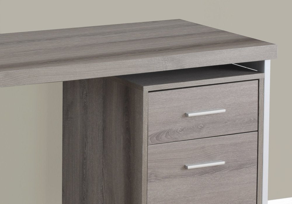 24" Gray and Black Computer Desk With Two Drawers