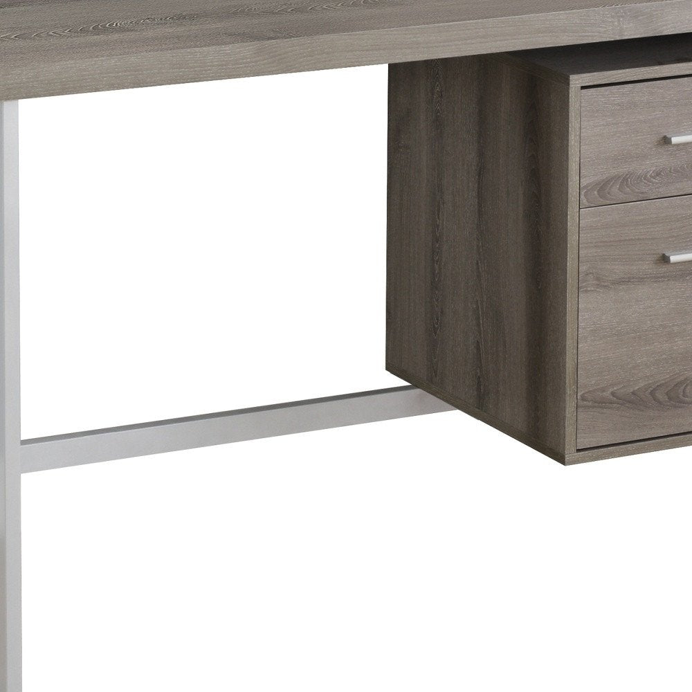 24" Gray and Black Computer Desk With Two Drawers